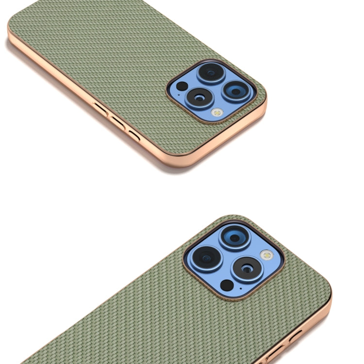 For iPhone 16 Pro Nano Electroplating Carbon Fiber Texture Phone Case(Green) - iPhone 16 Pro Cases by buy2fix | Online Shopping UK | buy2fix