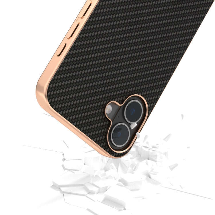 For iPhone 16 Plus Nano Electroplating Carbon Fiber Texture Phone Case(Black) - iPhone 16 Plus Cases by buy2fix | Online Shopping UK | buy2fix