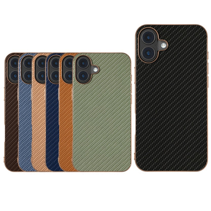 For iPhone 16 Plus Nano Electroplating Carbon Fiber Texture Phone Case(Black) - iPhone 16 Plus Cases by buy2fix | Online Shopping UK | buy2fix