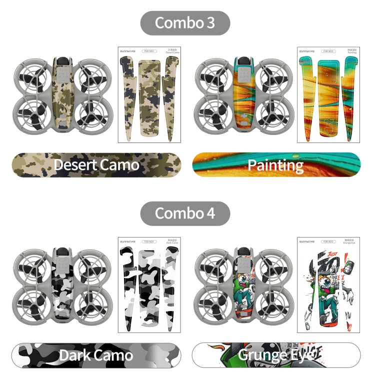 For DJI Neo 2pcs Combo Drone Body Protective Stickers(Dark Camo + Grunge Eyes) - Stickers by Sunnylife | Online Shopping UK | buy2fix