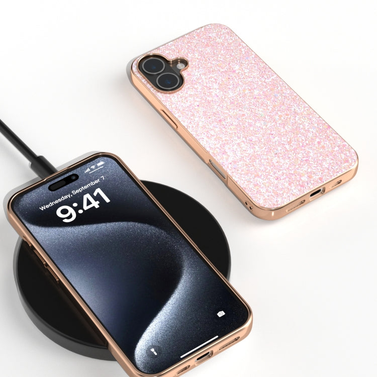 For iPhone 16 Plus Electroplating Frame Colorful Glitter Phone Case(Pink) - iPhone 16 Plus Cases by buy2fix | Online Shopping UK | buy2fix