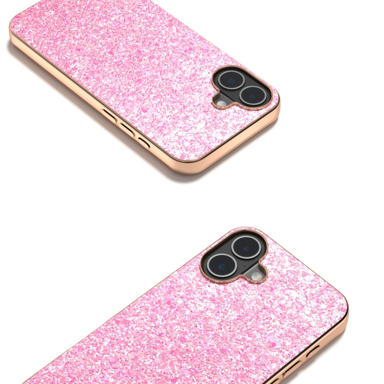 For iPhone 16 Plus Electroplating Frame Colorful Glitter Phone Case(Purple Pink) - iPhone 16 Plus Cases by buy2fix | Online Shopping UK | buy2fix