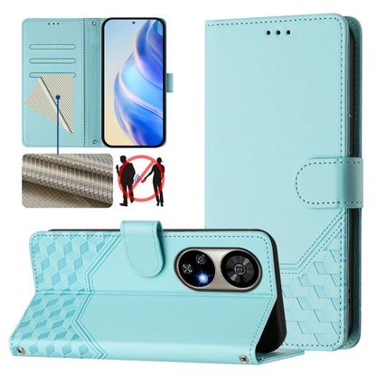 For Ulefone Note 17 Pro Honeycomb Embossing RFID Leather Phone Case(Mint Green) - Ulefone Cases by buy2fix | Online Shopping UK | buy2fix