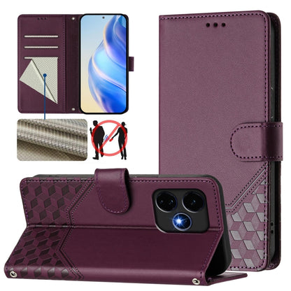 For Boost Mobile Celero 5G+ 2024 Honeycomb Embossing RFID Leather Phone Case(Violet) - More Brand by buy2fix | Online Shopping UK | buy2fix