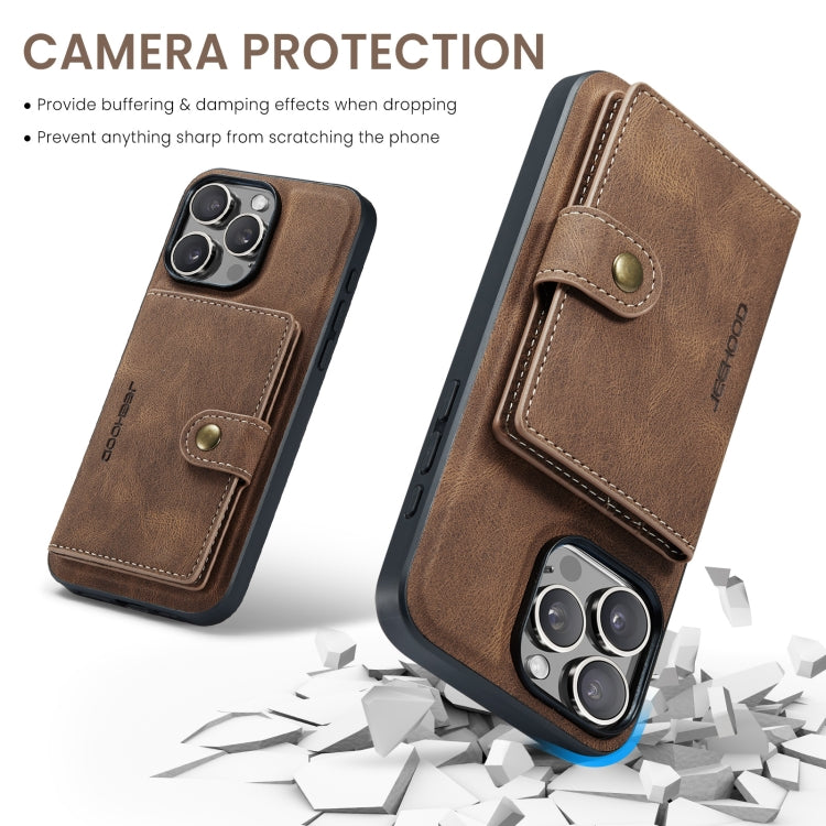 For iPhone 16 Pro JEEHOOD J01 Retro Magnetic Detachable Wallet Phone Case(Brown) - iPhone 16 Pro Cases by JEEHOOD | Online Shopping UK | buy2fix