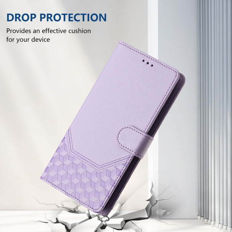 For OnePlus 11 Honeycomb Embossing RFID Leather Phone Case(Light Purple) - OnePlus Cases by buy2fix | Online Shopping UK | buy2fix