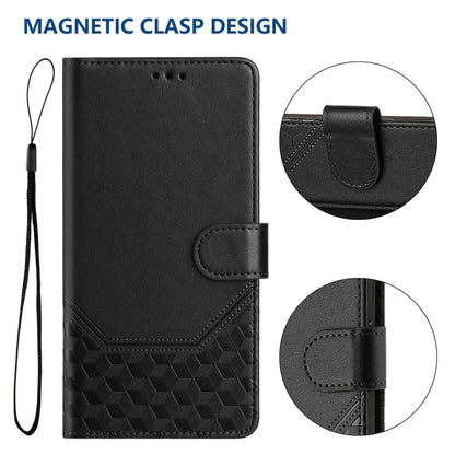 For Samsung Galaxy S25 5G Honeycomb Embossing RFID Leather Phone Case(Black) - Galaxy S25 5G Cases by buy2fix | Online Shopping UK | buy2fix