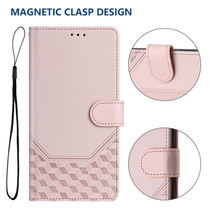 For Samsung Galaxy S25 Ultra 5G Honeycomb Embossing RFID Leather Phone Case(Pink) - Galaxy S25 Ultra 5G Cases by buy2fix | Online Shopping UK | buy2fix