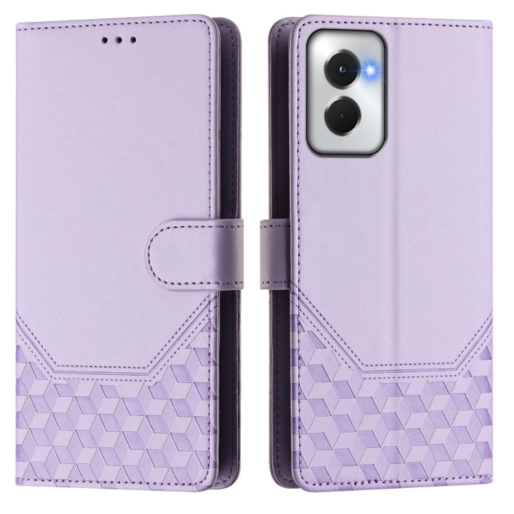 For Motorola Moto G Power 5G 2024 Honeycomb Embossing RFID Leather Phone Case(Light Purple) - Motorola Cases by buy2fix | Online Shopping UK | buy2fix