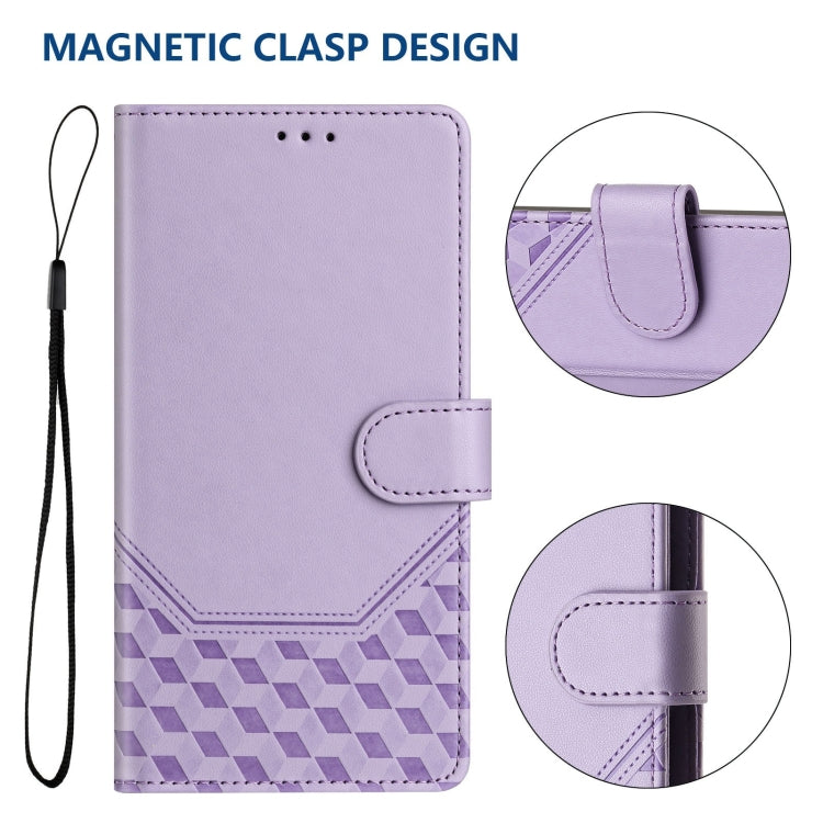 For Motorola Moto G Power 5G 2024 Honeycomb Embossing RFID Leather Phone Case(Light Purple) - Motorola Cases by buy2fix | Online Shopping UK | buy2fix