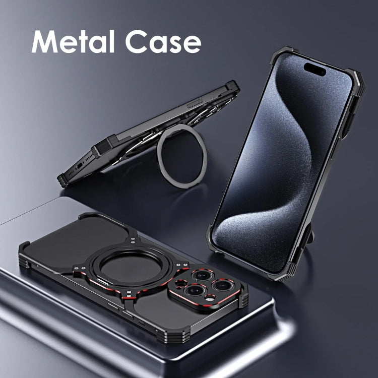 For iPhone 16 Pro Mechanical Arm Borderless MagSafe Holder Metal Phone Case(Silver) - iPhone 16 Pro Cases by buy2fix | Online Shopping UK | buy2fix