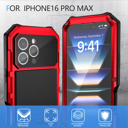 For iPhone 16 Pro Max R-JUST Life Waterproof Dustproof Shockproof Holder Phone Case(Red) - iPhone 16 Pro Max Cases by R-JUST | Online Shopping UK | buy2fix