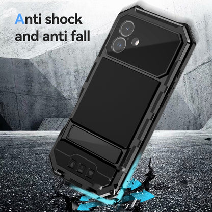 For iPhone 16 Plus R-JUST Life Waterproof Dustproof Shockproof Holder Phone Case(Black) - iPhone 16 Plus Cases by R-JUST | Online Shopping UK | buy2fix