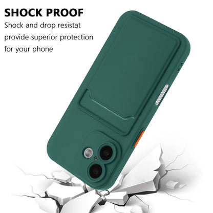 For iPhone 16 Skin Feel Card Contrast Color Button TPU Phone Case(Dark Green) - iPhone 16 Cases by buy2fix | Online Shopping UK | buy2fix