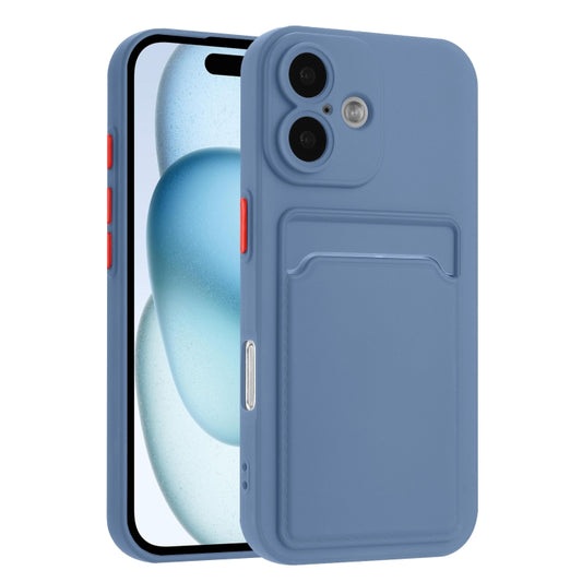 For iPhone 16 Skin Feel Card Contrast Color Button TPU Phone Case(Gray) - iPhone 16 Cases by buy2fix | Online Shopping UK | buy2fix