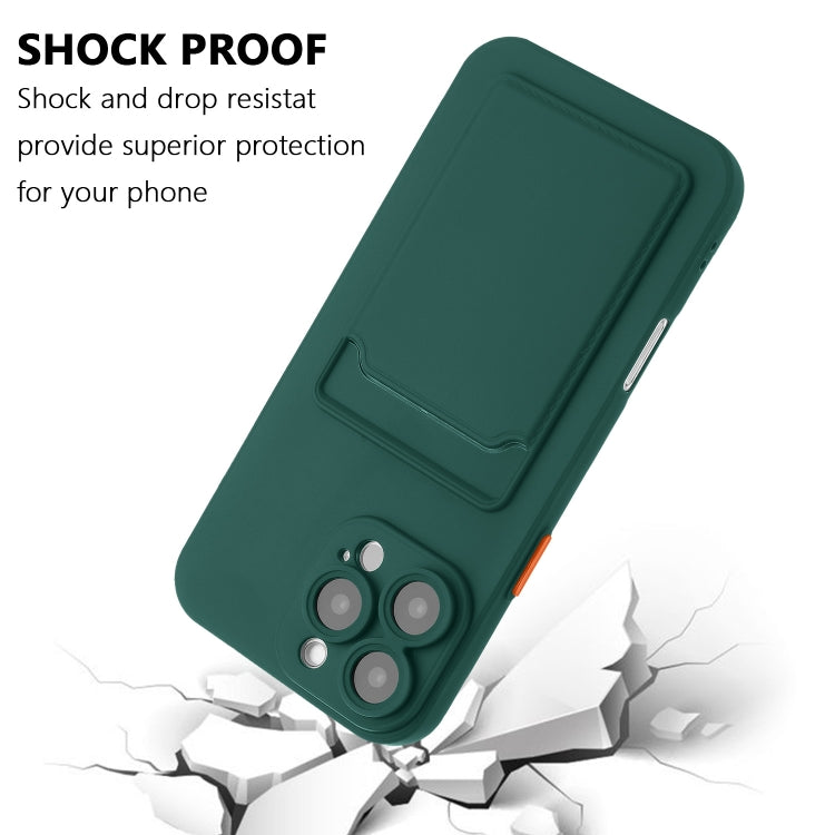 For iPhone 16 Pro Max Skin Feel Card Contrast Color Button TPU Phone Case(Dark Green) - iPhone 16 Pro Max Cases by buy2fix | Online Shopping UK | buy2fix