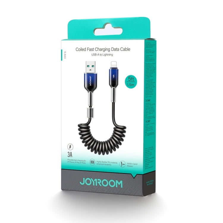 JOYROOM S-A43 3A USB to 8 Pin Coiled Fast Charging Data Cable, Length:1.5m(Black) - Normal Style Cable by JOYROOM | Online Shopping UK | buy2fix