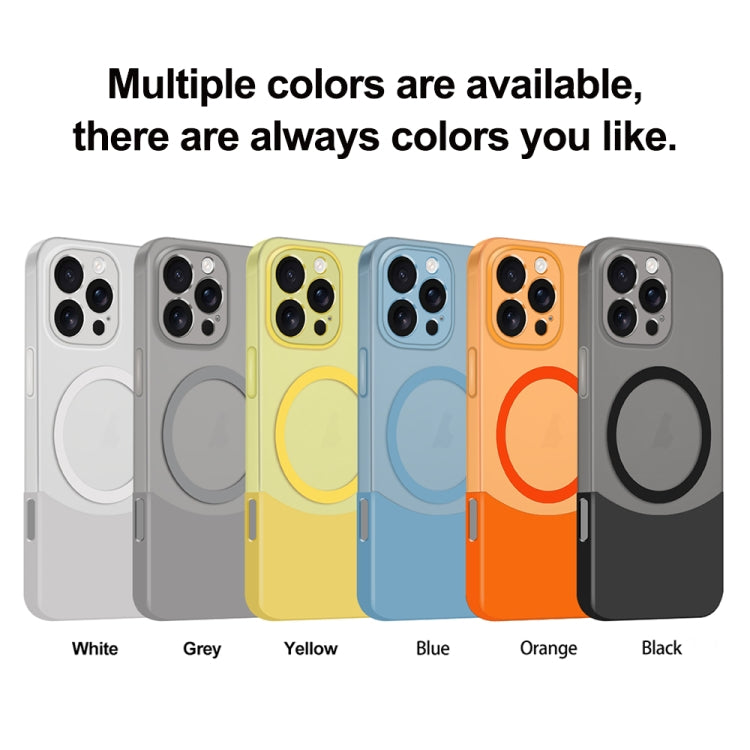 For iPhone 16 Plus Dual Color Stitching MagSafe Magnetic PC Phone Case(Yellow) - iPhone 16 Plus Cases by buy2fix | Online Shopping UK | buy2fix