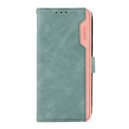 For Samsung Galaxy S25 Ultra 5G ABEEL Color Block Magnetic RFID Leather Phone Case(Cyan-Pink) - Galaxy S25 Ultra 5G Cases by buy2fix | Online Shopping UK | buy2fix