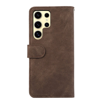 For Samsung Galaxy S25 Ultra 5G ABEEL Color Block Magnetic RFID Leather Phone Case(Brown-Blue) - Galaxy S25 Ultra 5G Cases by buy2fix | Online Shopping UK | buy2fix