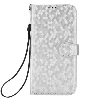 For iPhone 16 Honeycomb Dot Texture Leather Phone Case(Silver) - iPhone 16 Cases by buy2fix | Online Shopping UK | buy2fix