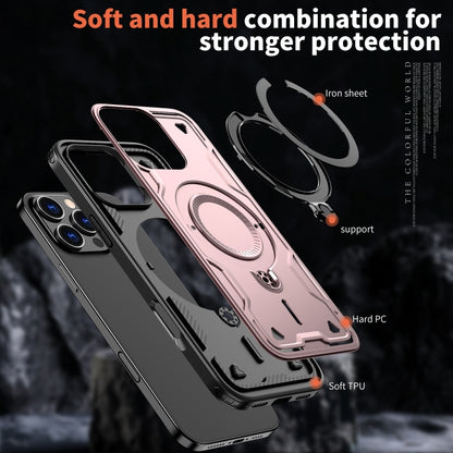 For iPhone 16 Pro Max PC Hybrid TPU Armor MagSafe Ring Holder Phone Case(Rose Gold) - iPhone 16 Pro Max Cases by buy2fix | Online Shopping UK | buy2fix