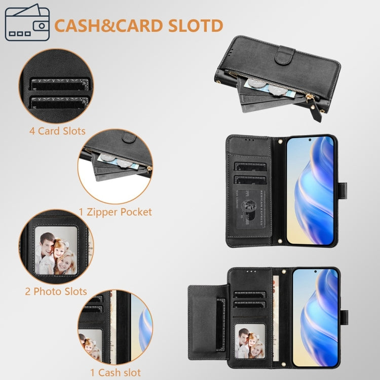 For iPhone 16 Pro Max Multi-Card Slots Zipper Wallet Leather Phone Case(Black) - iPhone 16 Pro Max Cases by buy2fix | Online Shopping UK | buy2fix