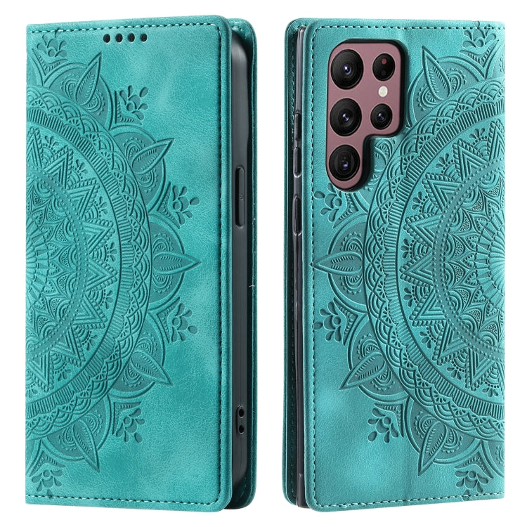 For Samsung Galaxy S25 Ultra 5G Totem Embossed Magnetic Leather Phone Case(Green) - Galaxy S25 Ultra 5G Cases by buy2fix | Online Shopping UK | buy2fix