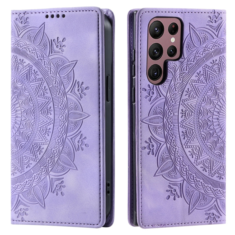 For Samsung Galaxy S25 Ultra 5G Totem Embossed Magnetic Leather Phone Case(Purple) - Galaxy S25 Ultra 5G Cases by buy2fix | Online Shopping UK | buy2fix