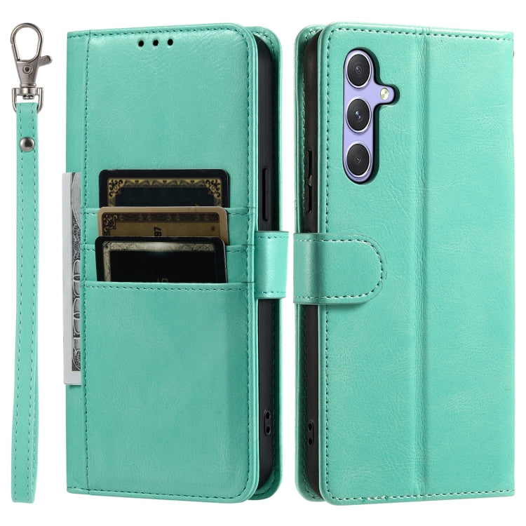 For Samsung Galaxy S25 5G Simple 6-Card Wallet Leather Phone Case(Green) - Galaxy S25 5G Cases by buy2fix | Online Shopping UK | buy2fix