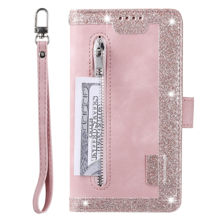 For Samsung Galaxy S25 Ultra 5G Nine Card Zipper Bag Leather Phone Case with Lanyard(Pink) - Galaxy S25 Ultra 5G Cases by buy2fix | Online Shopping UK | buy2fix