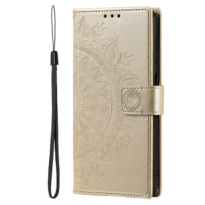 For Samsung Galaxy S25 Ultra 5G Totem Flower Embossed Leather Phone Case(Gold) - Galaxy S25 Ultra 5G Cases by buy2fix | Online Shopping UK | buy2fix