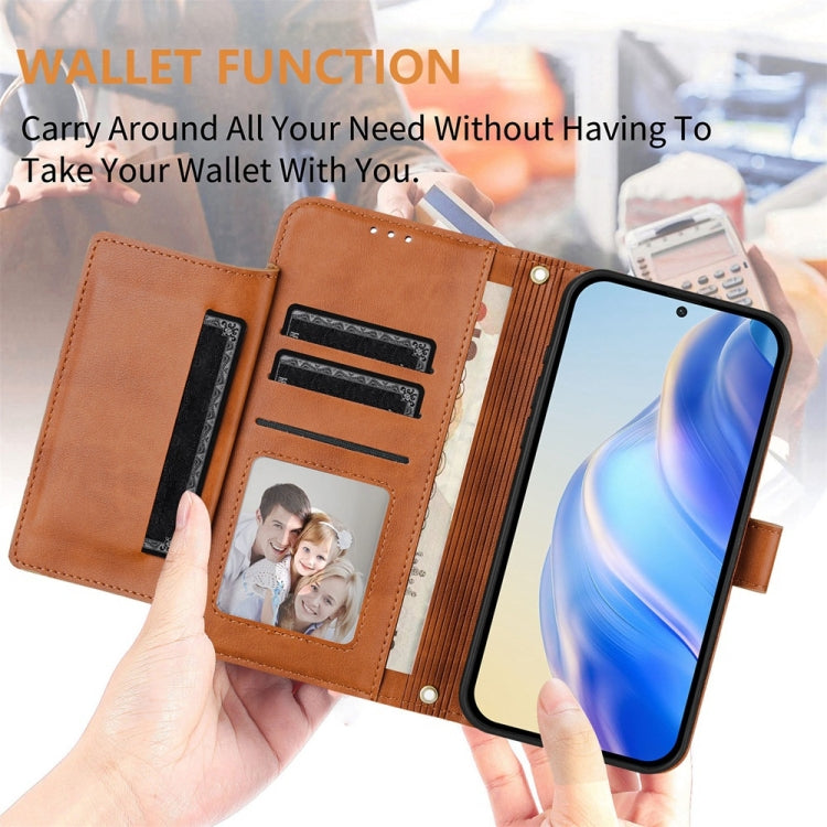 For Samsung Galaxy S25 Ultra 5G Multi-Card Slots Zipper Wallet Leather Phone Case(Brown) - Galaxy S25 Ultra 5G Cases by buy2fix | Online Shopping UK | buy2fix