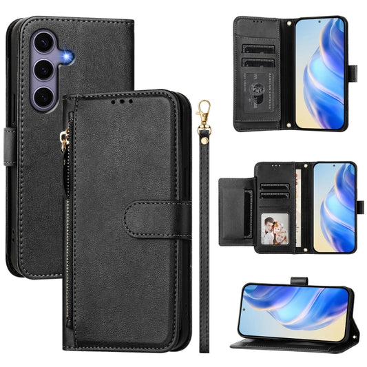 For Samsung Galaxy S25 5G Multi-Card Slots Zipper Wallet Leather Phone Case(Black) - Galaxy S25 5G Cases by buy2fix | Online Shopping UK | buy2fix