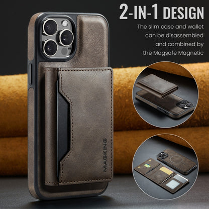 For iPhone 12 Pro Max DG.MING MAGKING-K2 Series MagSafe RFID Card Bag Detachable Phone Case(Coffee) - iPhone 12 Pro Max Cases by DG.MING | Online Shopping UK | buy2fix