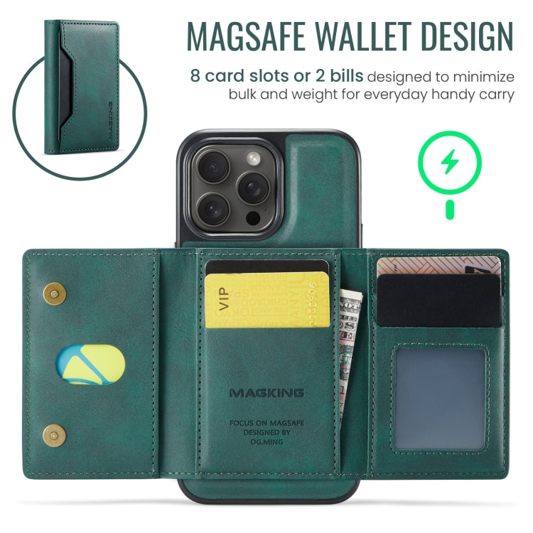 For iPhone 13 Pro DG.MING MAGKING-K2 Series MagSafe RFID Card Bag Detachable Phone Case(Green) - iPhone 13 Pro Cases by DG.MING | Online Shopping UK | buy2fix