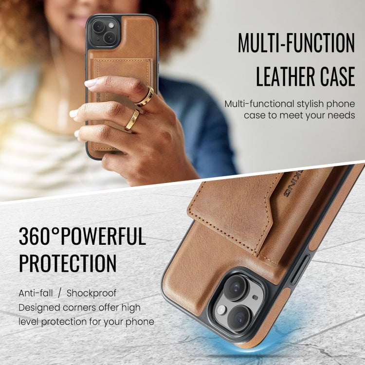 For iPhone 13 DG.MING MAGKING-K2 Series MagSafe RFID Card Bag Detachable Phone Case(Brown) - iPhone 13 Cases by DG.MING | Online Shopping UK | buy2fix