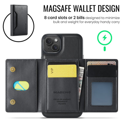 For iPhone 14 DG.MING MAGKING-K2 Series MagSafe RFID Card Bag Detachable Phone Case(Black) - iPhone 14 Cases by DG.MING | Online Shopping UK | buy2fix