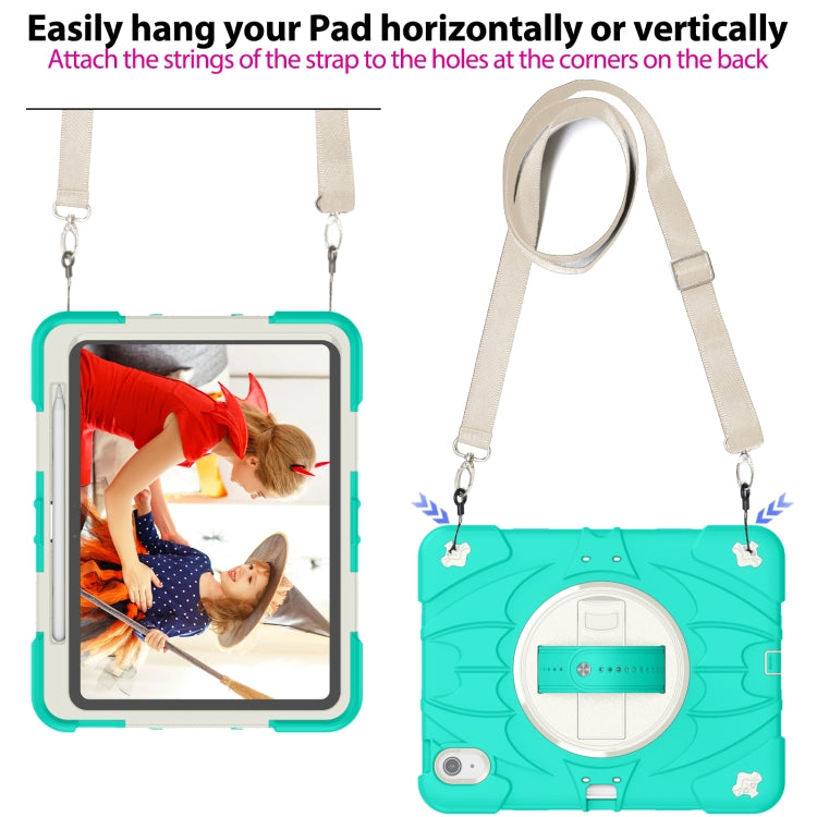 For iPad Air 11 2024 / 10.9 2022 Bat Hand Grip Turntable Stand Tablet Case(Mint Green White) - iPad Air 11 2024 Cases by buy2fix | Online Shopping UK | buy2fix