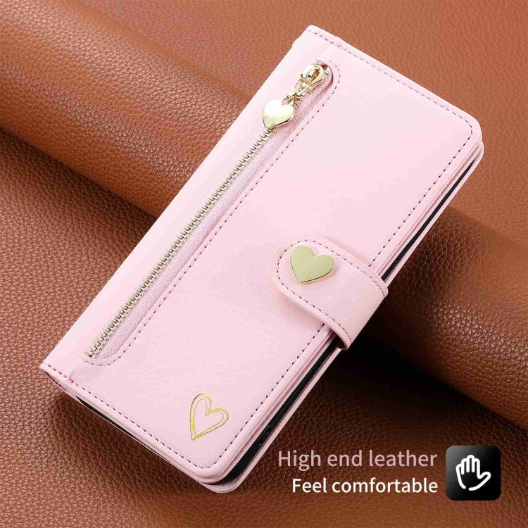 For Huawei P60 Pro POLA Love Multi-Card Slots Zipper Wallet Leather Phone Case(Pink) - Huawei Cases by POLA | Online Shopping UK | buy2fix