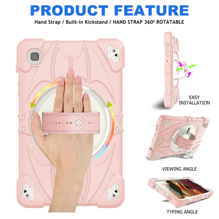 For Samsung Galaxy Tab A7 Lite Bat Hand Grip Turntable Stand Tablet Case(Pink White) - Tab A7 Lite T220 / T225 by buy2fix | Online Shopping UK | buy2fix