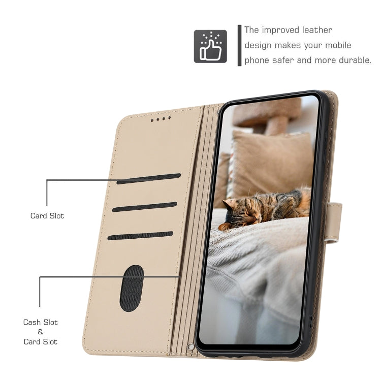 For Samsung Galaxy S25 Ultra 5G Embossed Kitten Phone Leather Case with Lanyard(Beige) - Galaxy S25 Ultra 5G Cases by buy2fix | Online Shopping UK | buy2fix