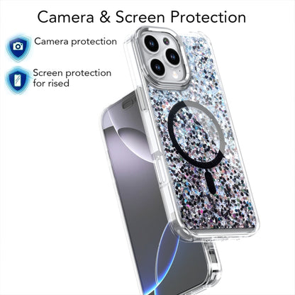 For iPhone 16 Epoxy Glitter MagSafe Magnetic TPU Phone Case(Blue) - iPhone 16 Cases by buy2fix | Online Shopping UK | buy2fix