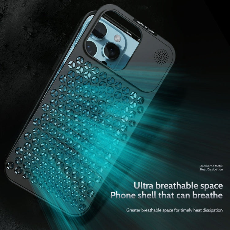 For iPhone 16 Pro R-JUST RJ58 Aromatherapy Metal Cooling Phone Case(Silver) - iPhone 16 Pro Cases by R-JUST | Online Shopping UK | buy2fix