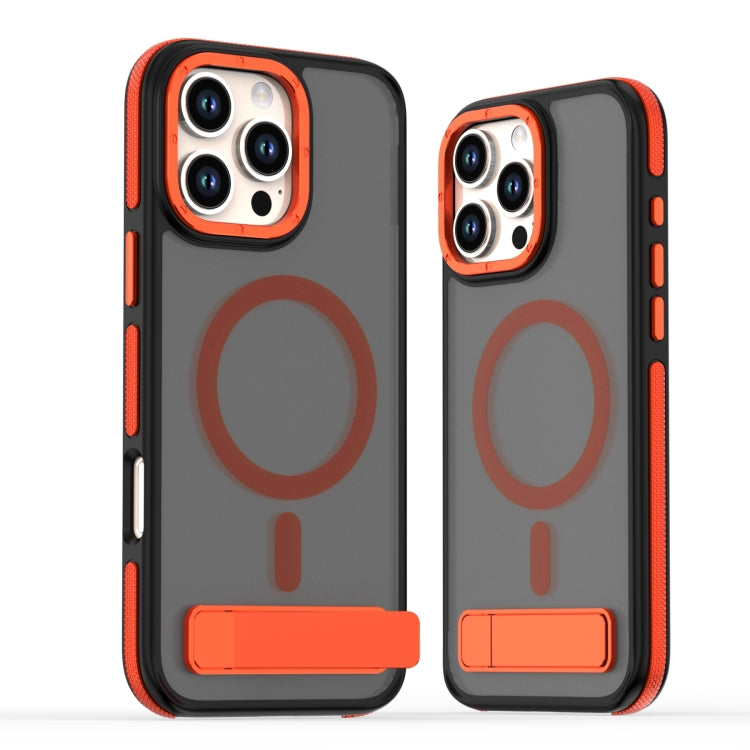 For iPhone 16 Pro Dual-Color Skin Feel Magsafe Phone Case with Holder(Orange) - iPhone 16 Pro Cases by buy2fix | Online Shopping UK | buy2fix