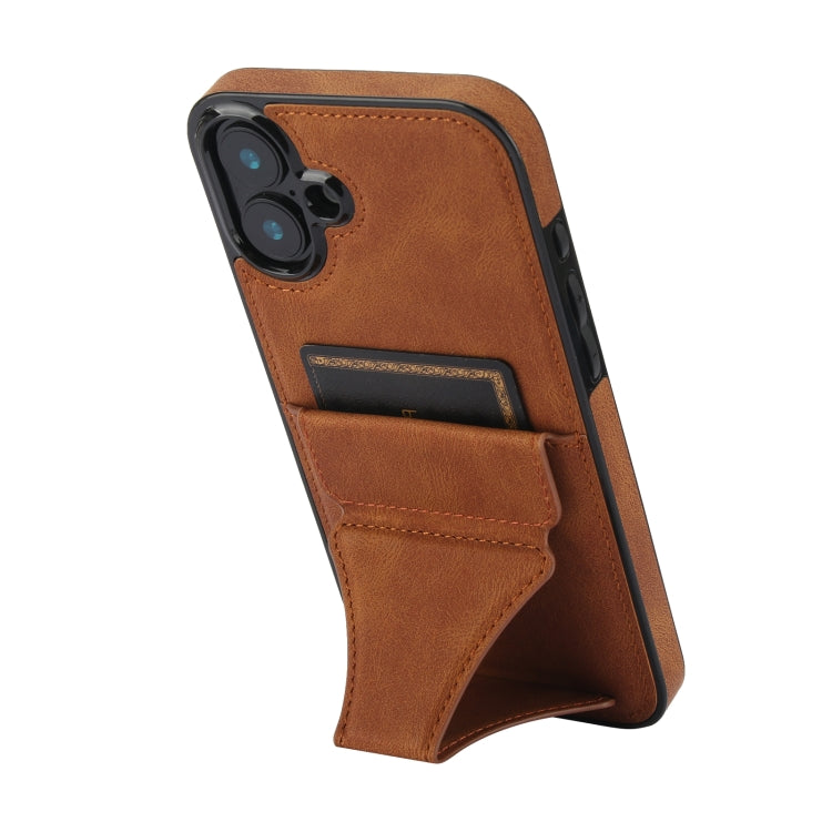 For iPhone 16 Ultra-thin Shockproof Phone Protective Case with Holder(Brown) - iPhone 16 Cases by buy2fix | Online Shopping UK | buy2fix