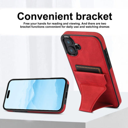 For iPhone 16 Ultra-thin Shockproof Phone Protective Case with Holder(Red) - iPhone 16 Cases by buy2fix | Online Shopping UK | buy2fix