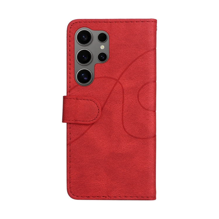 For Samsung Galaxy S25 Ultra 5G Dual-color Splicing Flip Leather Phone Case(Red) - Galaxy S25 Ultra 5G Cases by buy2fix | Online Shopping UK | buy2fix