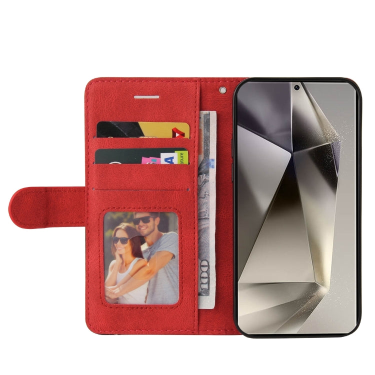 For Samsung Galaxy S25 Ultra 5G Dual-color Splicing Flip Leather Phone Case(Red) - Galaxy S25 Ultra 5G Cases by buy2fix | Online Shopping UK | buy2fix