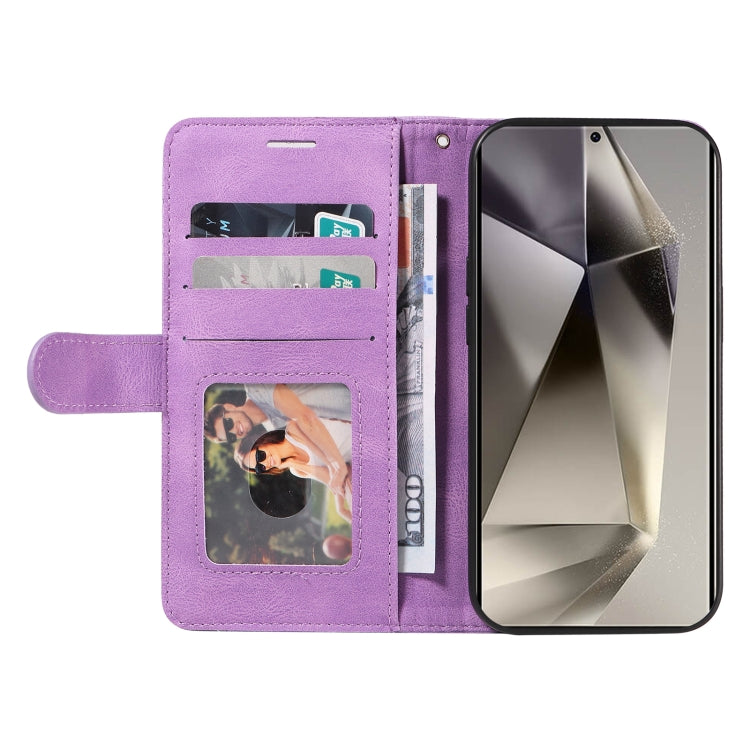 For Samsung Galaxy S25 Ultra 5G Dual-color Splicing Flip Leather Phone Case(Purple) - Galaxy S25 Ultra 5G Cases by buy2fix | Online Shopping UK | buy2fix